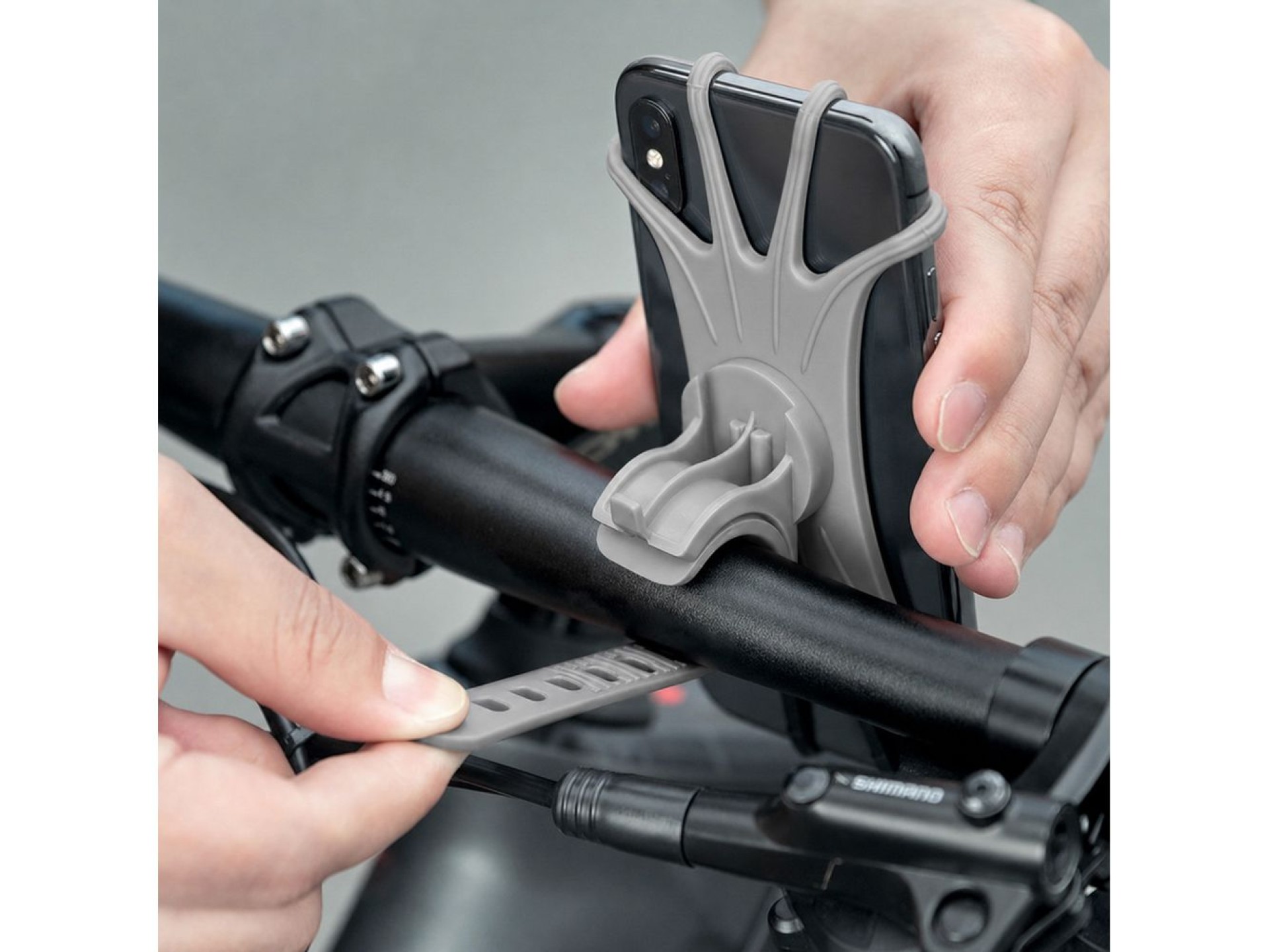 Suporte para celular com fixação no guidão Rockbros LF436 - Cinza