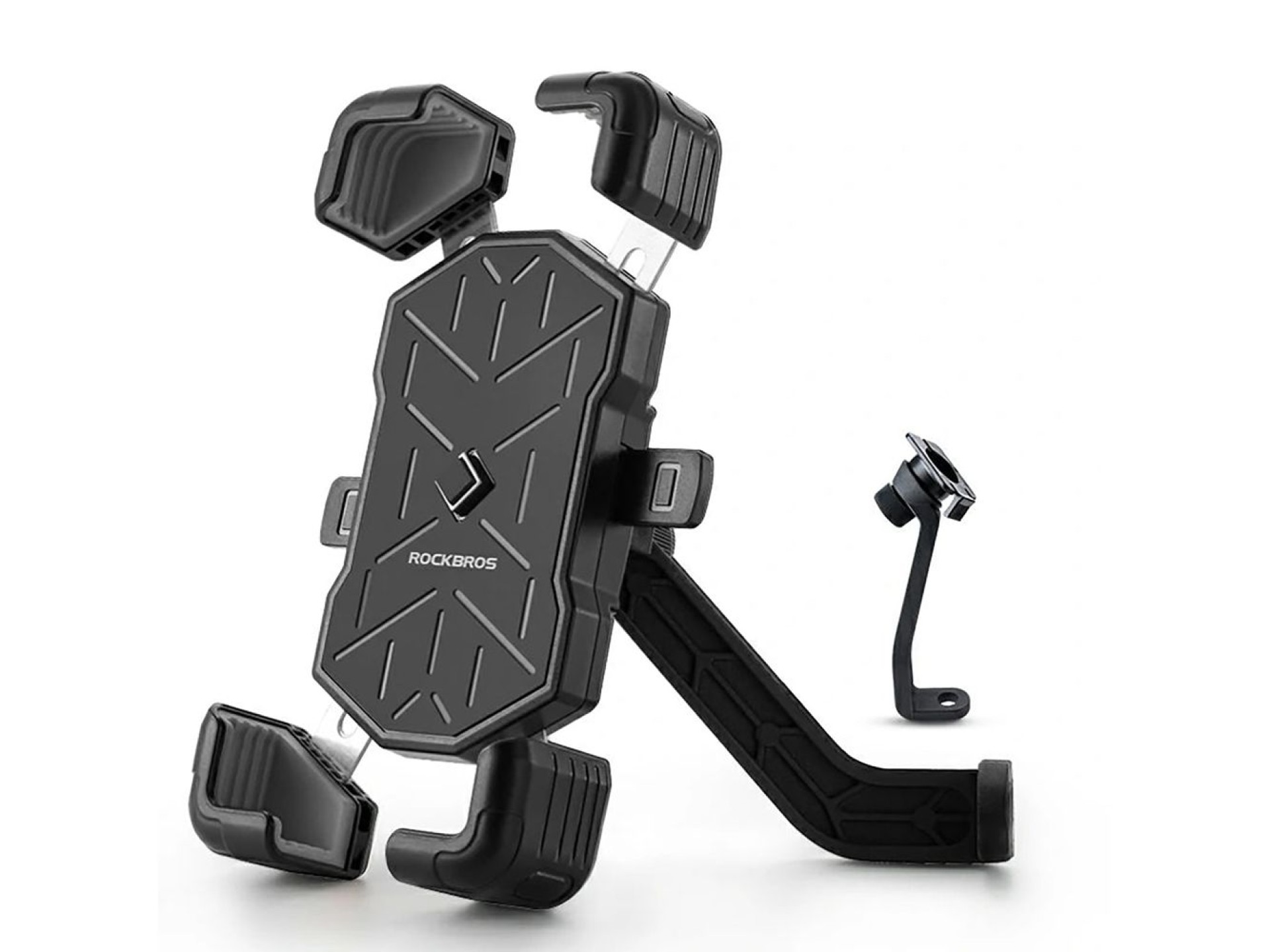 Suporte para celular Rockbros HW-117 com fixação no guidão - Preto e cinza