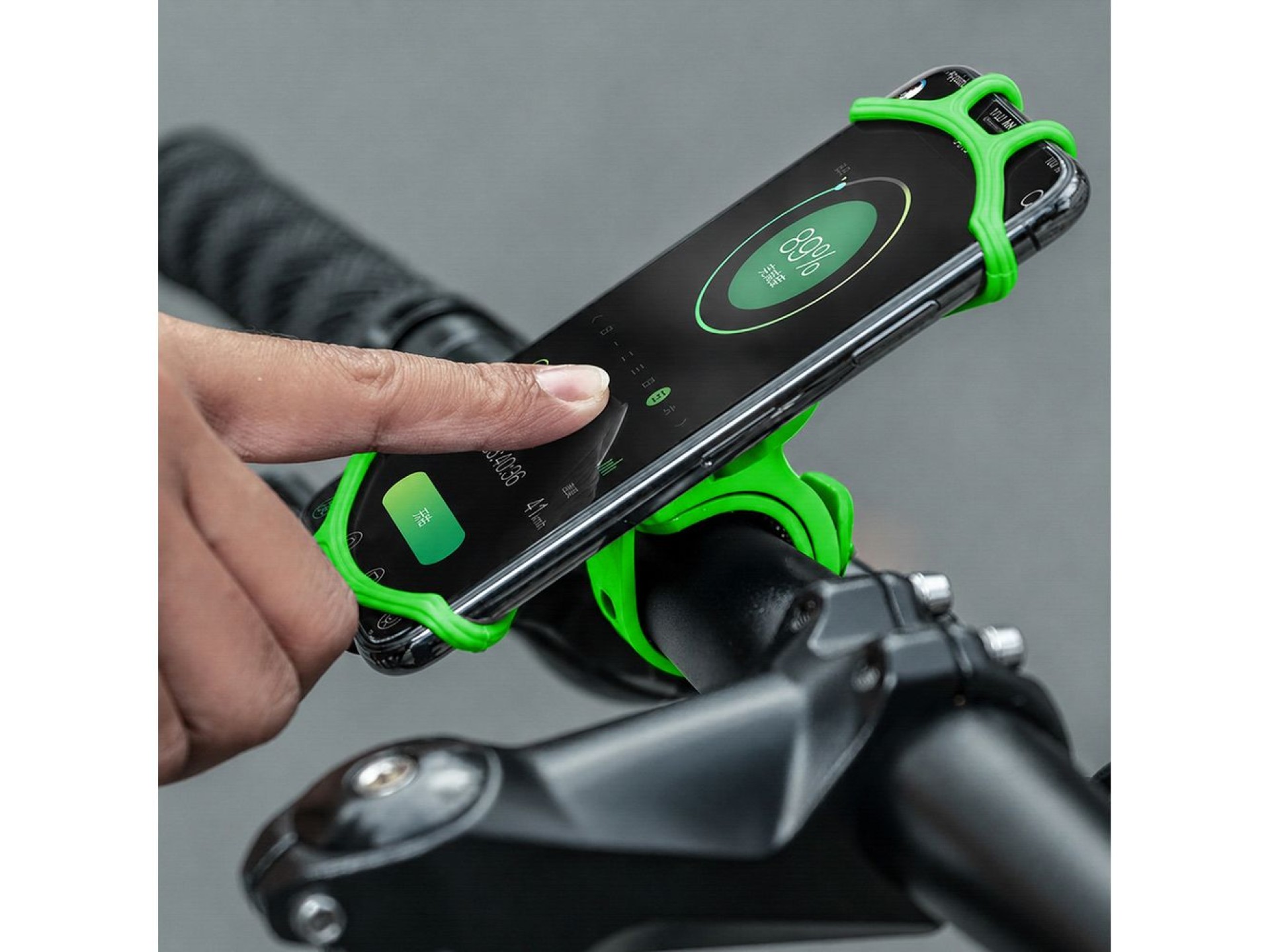Suporte para celular com fixação no guidão Rockbros LF436 - Verde