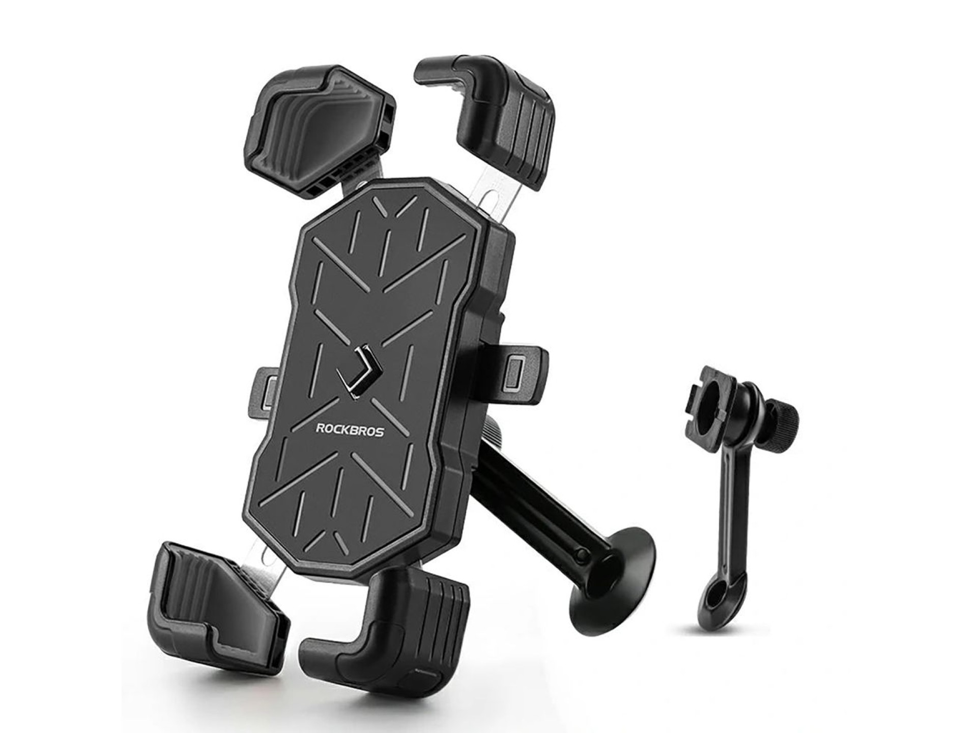 Suporte para celular Rockbros HW-117 com fixação no guidão - Preto e cinza
