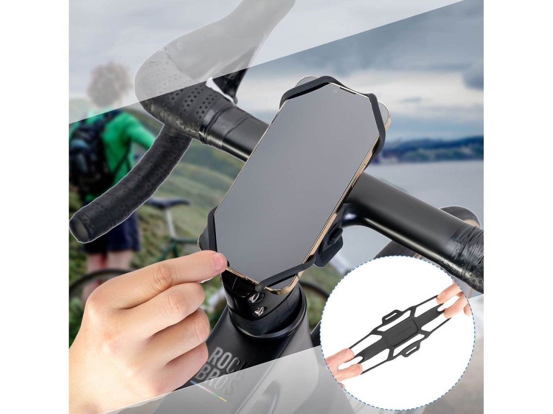 Suporte de celular com presilha de silicone Rockbros 250015001 - preto