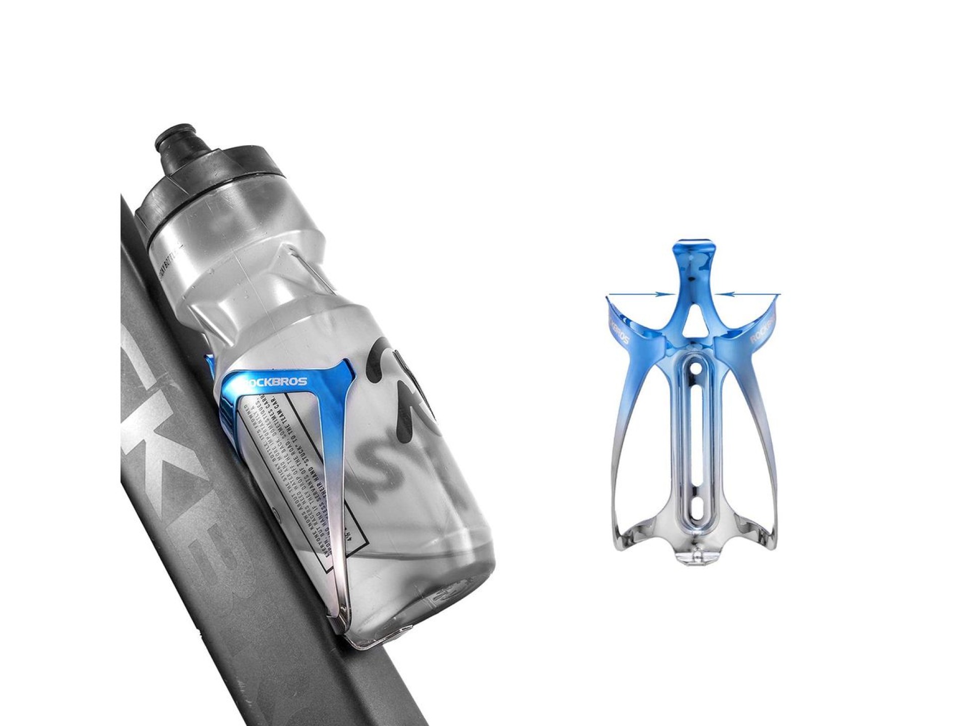 Rockbros RKL02 Aluminum Bottle Cage - Blue and Silver