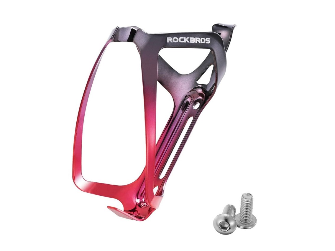 Portabotellas de aluminio Rockbros RKL02 - Negro y rojo
