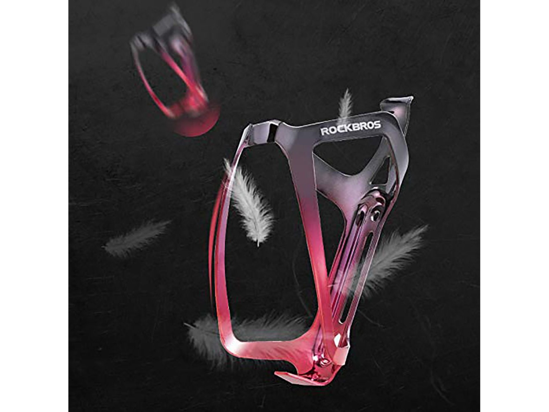 Suporte de garrafa Rockbros RKL02 em alumínio - Preto e vermelho