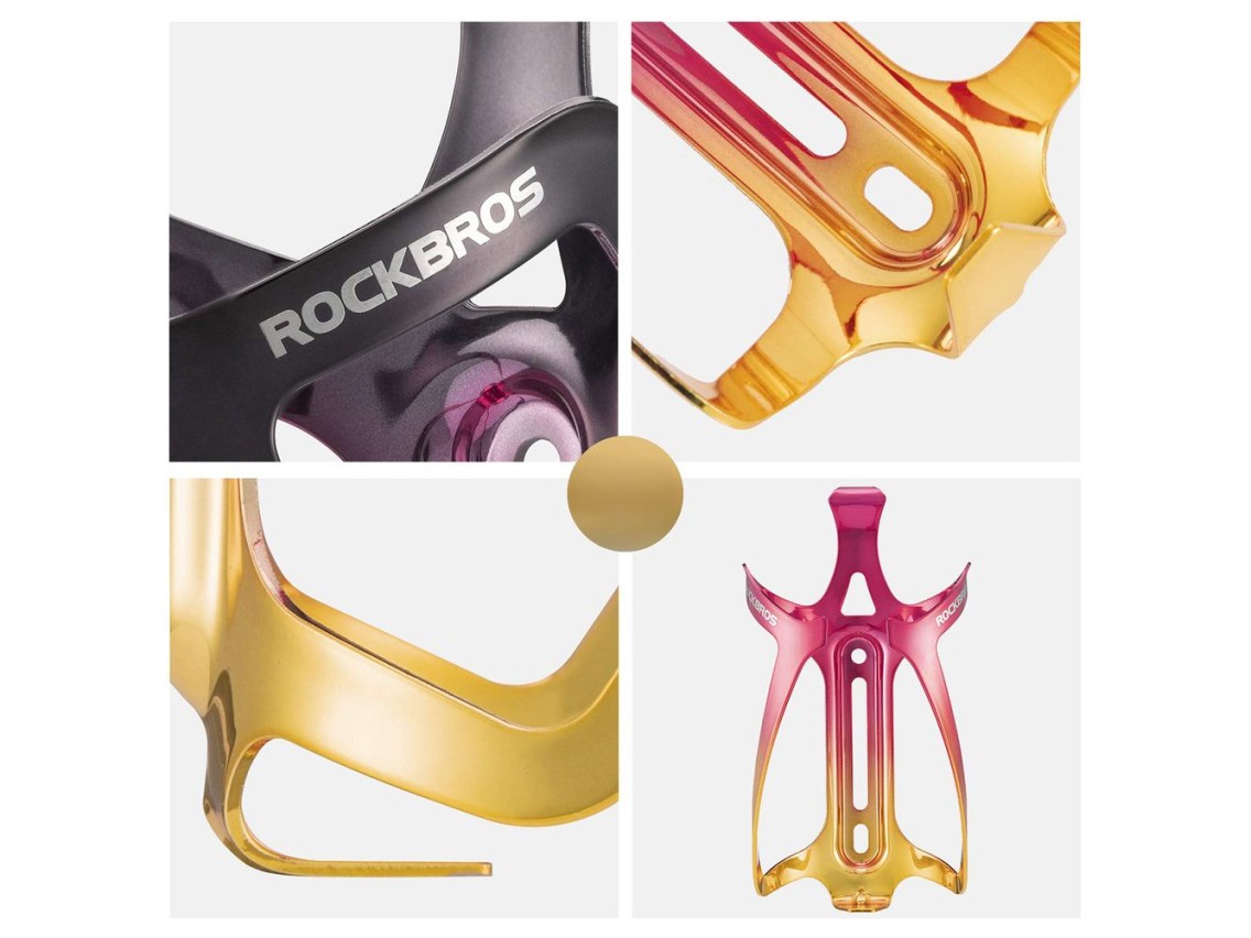 Suporte de garrafa de alumínio Rockbros RKL02 - Vermelho e dourado