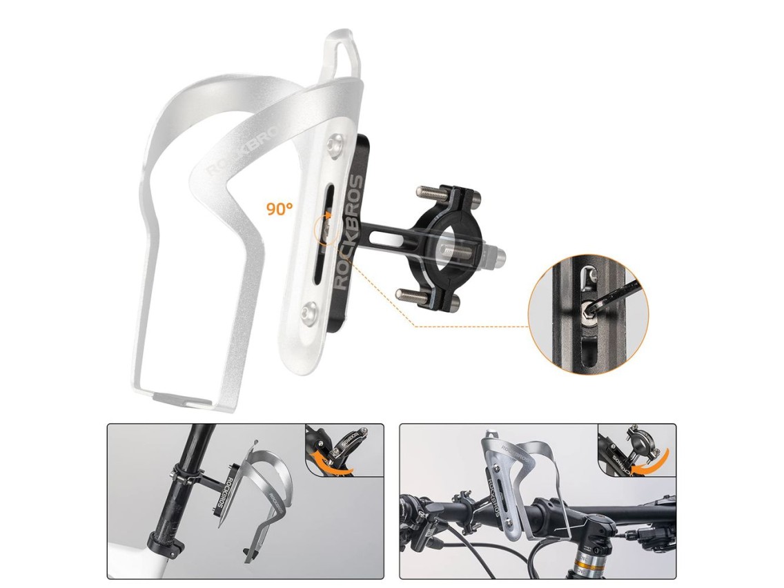 Rockbros KS-416 Adjustable Aluminum Bottle Cage Adapter - Black