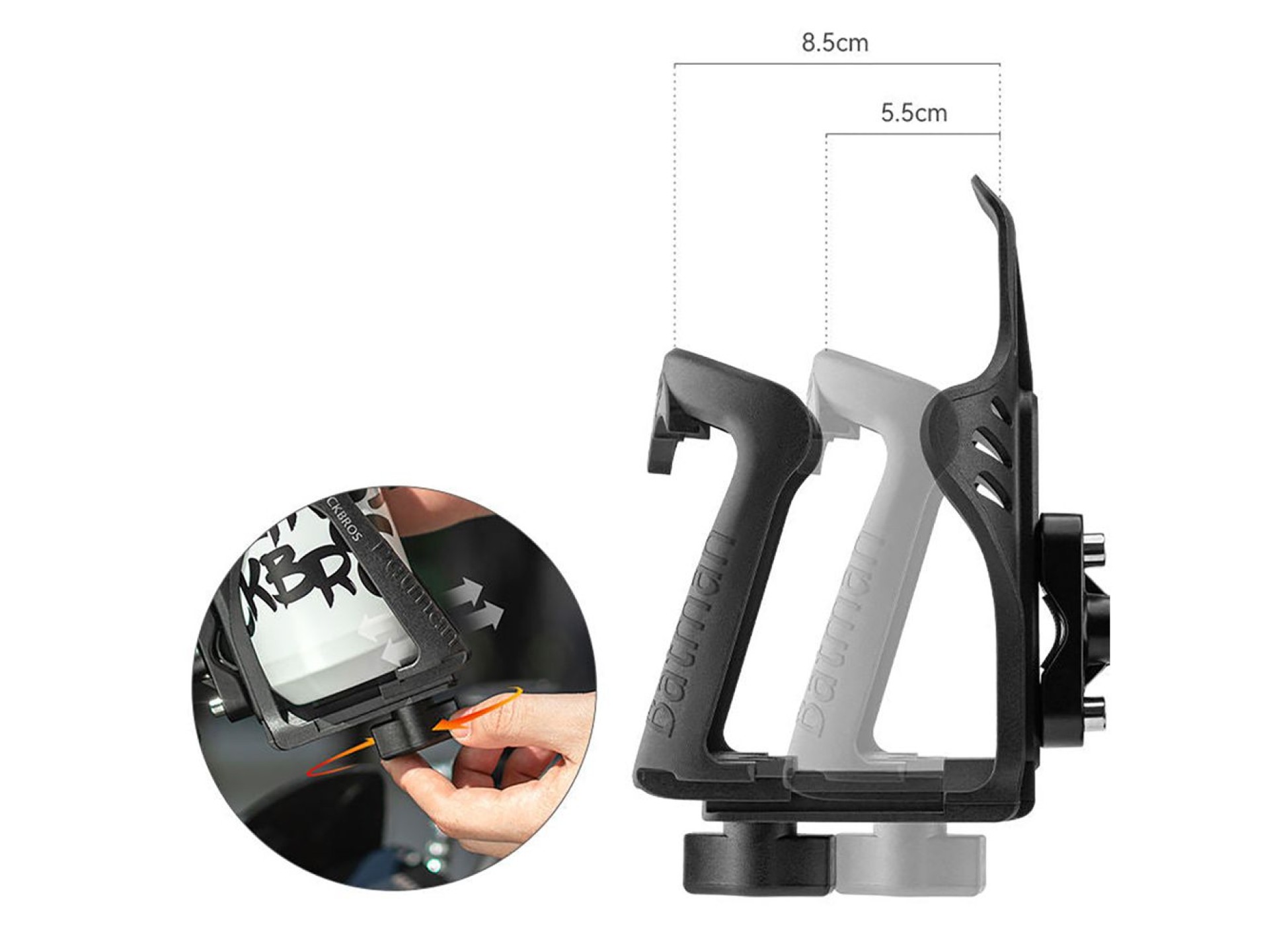 Portabotellas ajustable Rockbros 2-3D para bicicletas y motocicletas - Negro