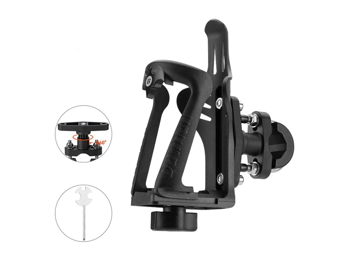 Portabotellas ajustable Rockbros 2-3D para bicicletas y motocicletas - Negro