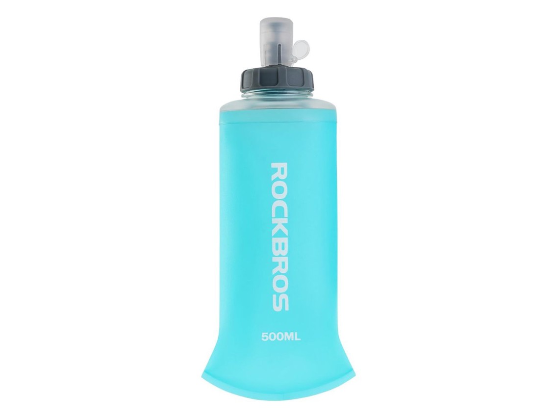 Garrafa de água flexível Rockbros 35210027001 para corrida, 500 ml - azul claro