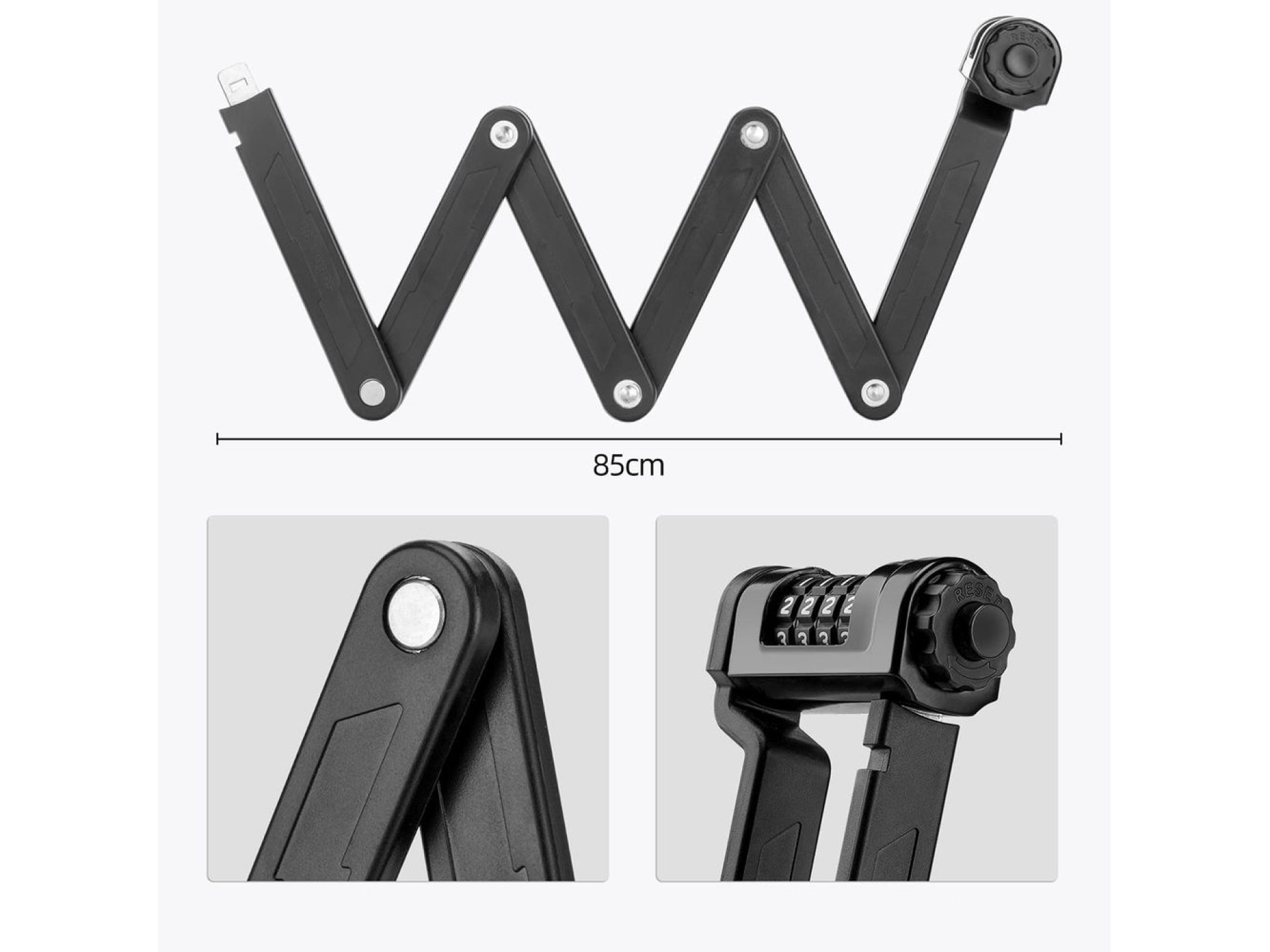 Cadeado dobrável para bicicleta Rockbros LFCXR0085 com combinação - Preto