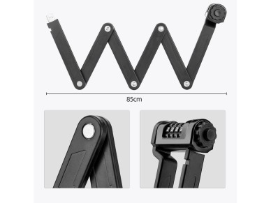 Rockbros LFCXR0085 Folding Bike Lock with Combination - Black