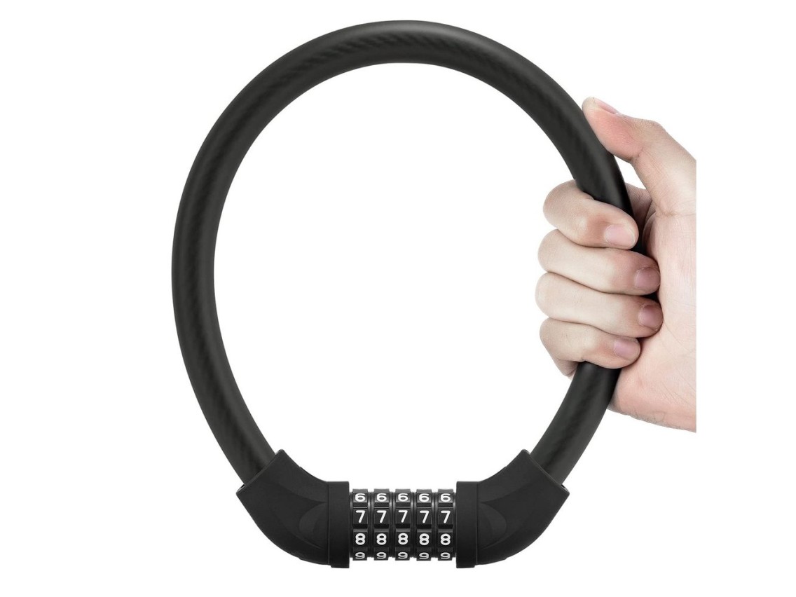 Rockbros RKS870-BK bicycle lock with code, steel cable, 85 cm - black