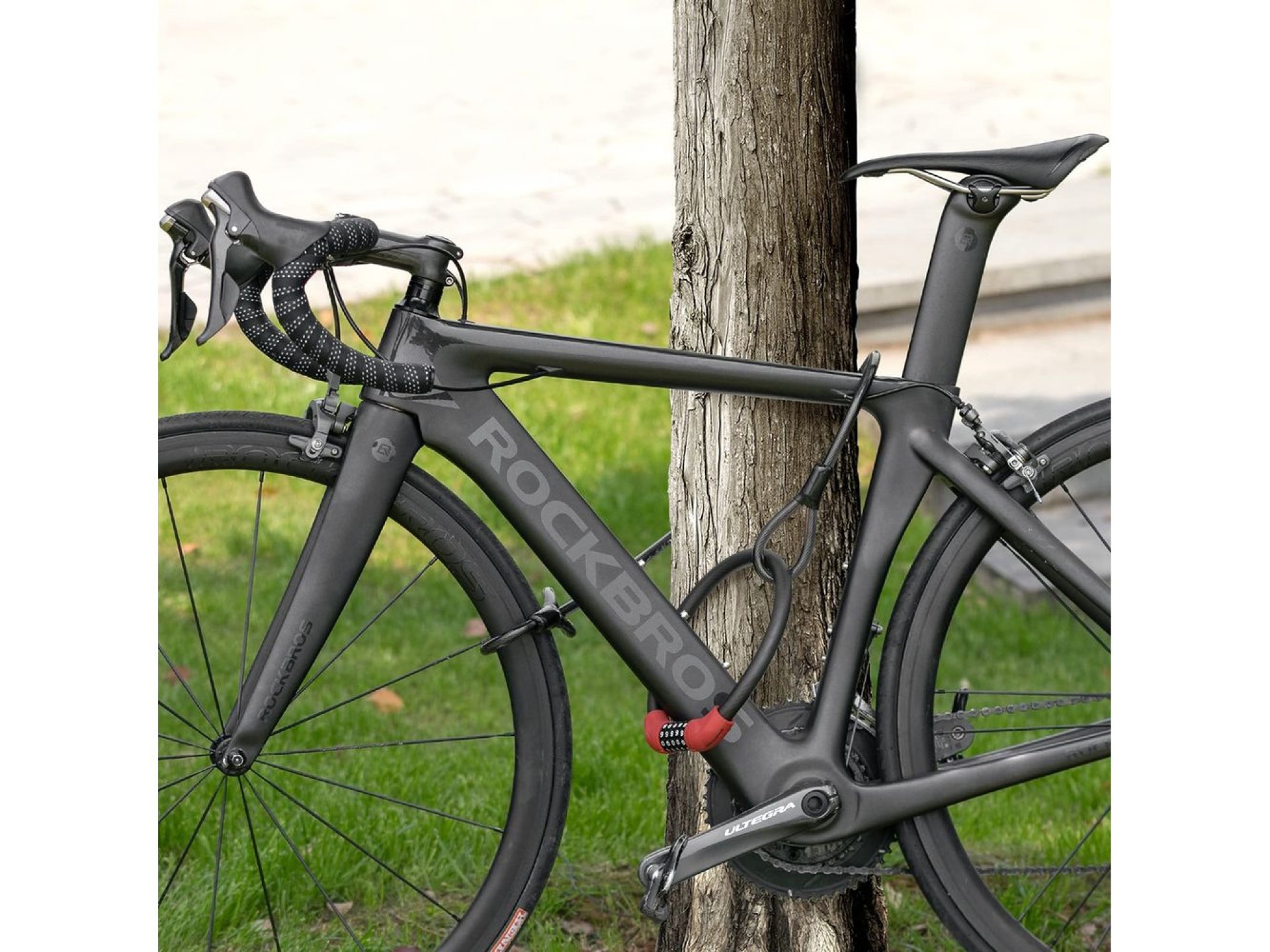 Cadeado para bicicleta Rockbros RKS870-BK com código, cabo de aço, 85 cm - vermelho