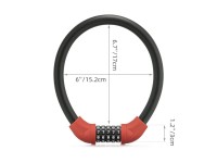 Rockbros RKS870-BK bicycle lock with code, steel cable, 85 cm - red Rockbros RKS870-BK bicycle lock with code, steel cable, 85 cm - red