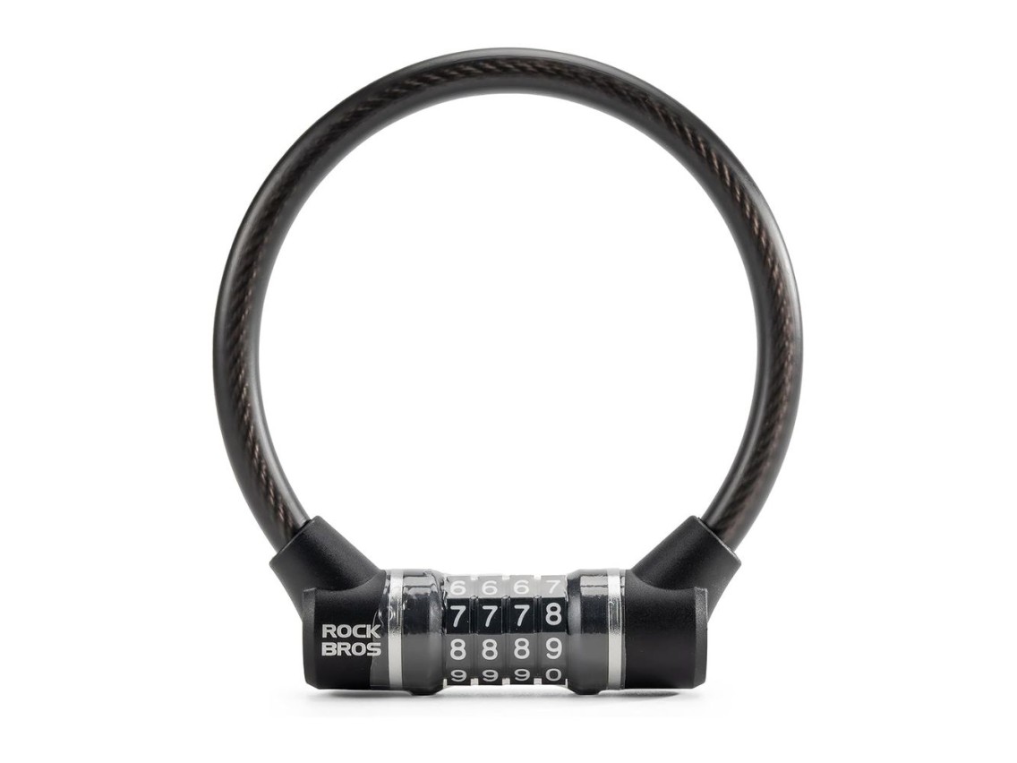Rockbros 87639-4 bicycle lock with code and steel cable - black