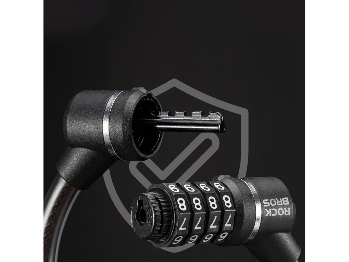 Rockbros 87639-4 bicycle lock with code and steel cable - black
