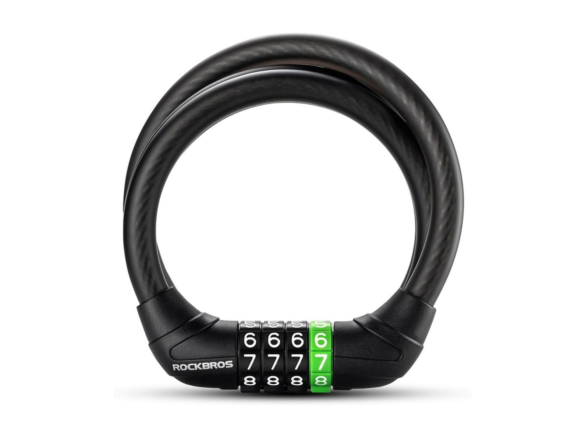 Rockbros 87632 bicycle lock with code, steel cable, 115 cm - black