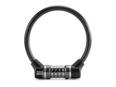 Rockbros 87639-4 bicycle lock with code and steel cable - black Rockbros 87639-4 bicycle lock with code and steel cable - black