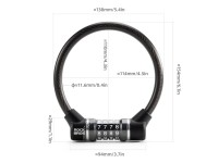 Rockbros 87639-4 bicycle lock with code and steel cable - black Rockbros 87639-4 bicycle lock with code and steel cable - black