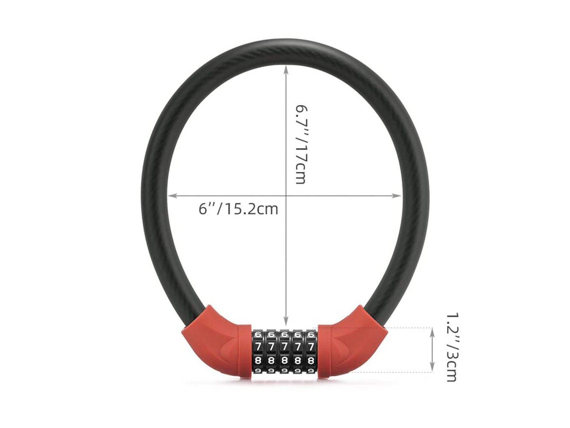 Cadeado para bicicleta Rockbros RKS870-BK com código, cabo de aço, 85 cm - vermelho