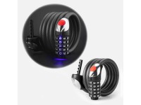 Cadeado para bicicleta Rockbros RKS531 com código de 5 dígitos, cabo de aço de 120 cm com iluminação Cadeado para bicicleta Rockbros RKS531 com código de 5 dígitos, cabo de aço de 120 cm com iluminação