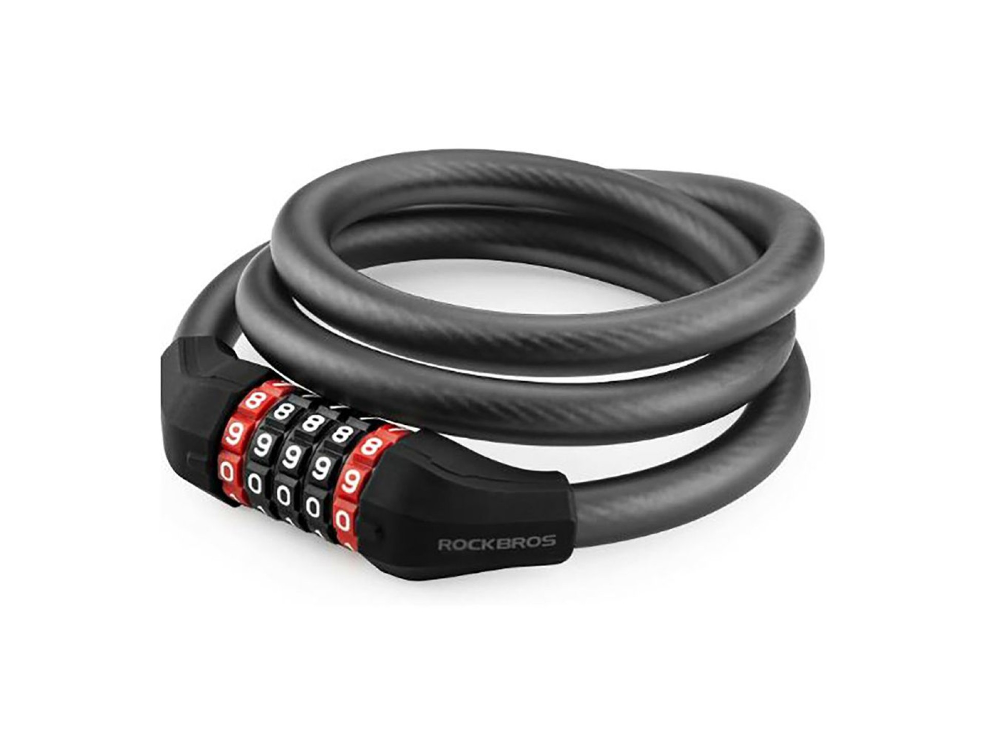 Cadeado para bicicleta Rockbros RKS531 com código de 5 dígitos, cabo de aço de 120 cm com iluminação