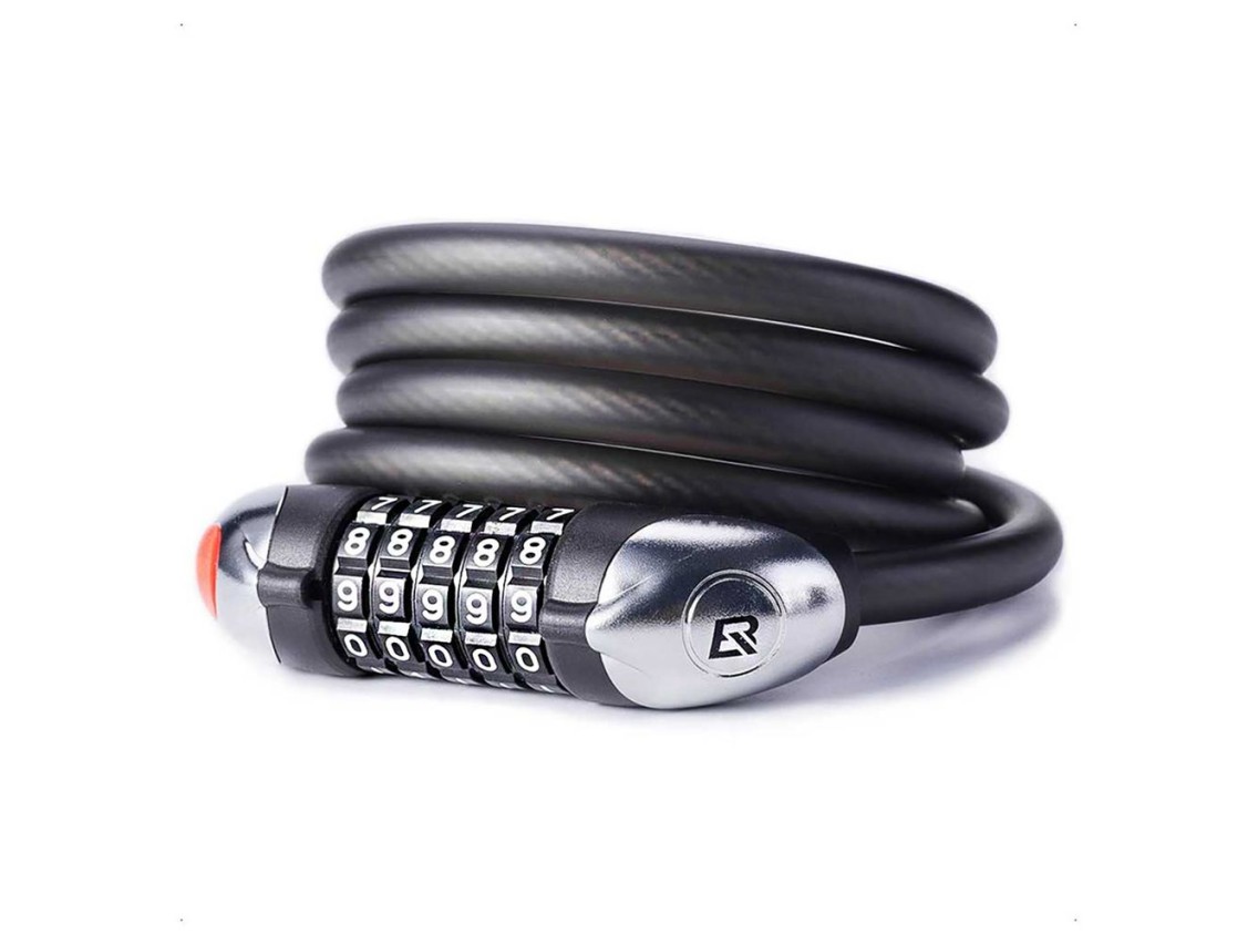 Candado para bicicleta Rockbros RKS531 con código de 5 dígitos, cable de acero, 120 cm, con iluminac