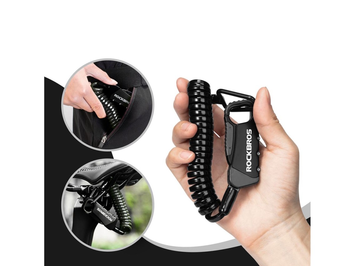 Cadeado de combinação para bicicleta Rockbros RBK6N - Preto