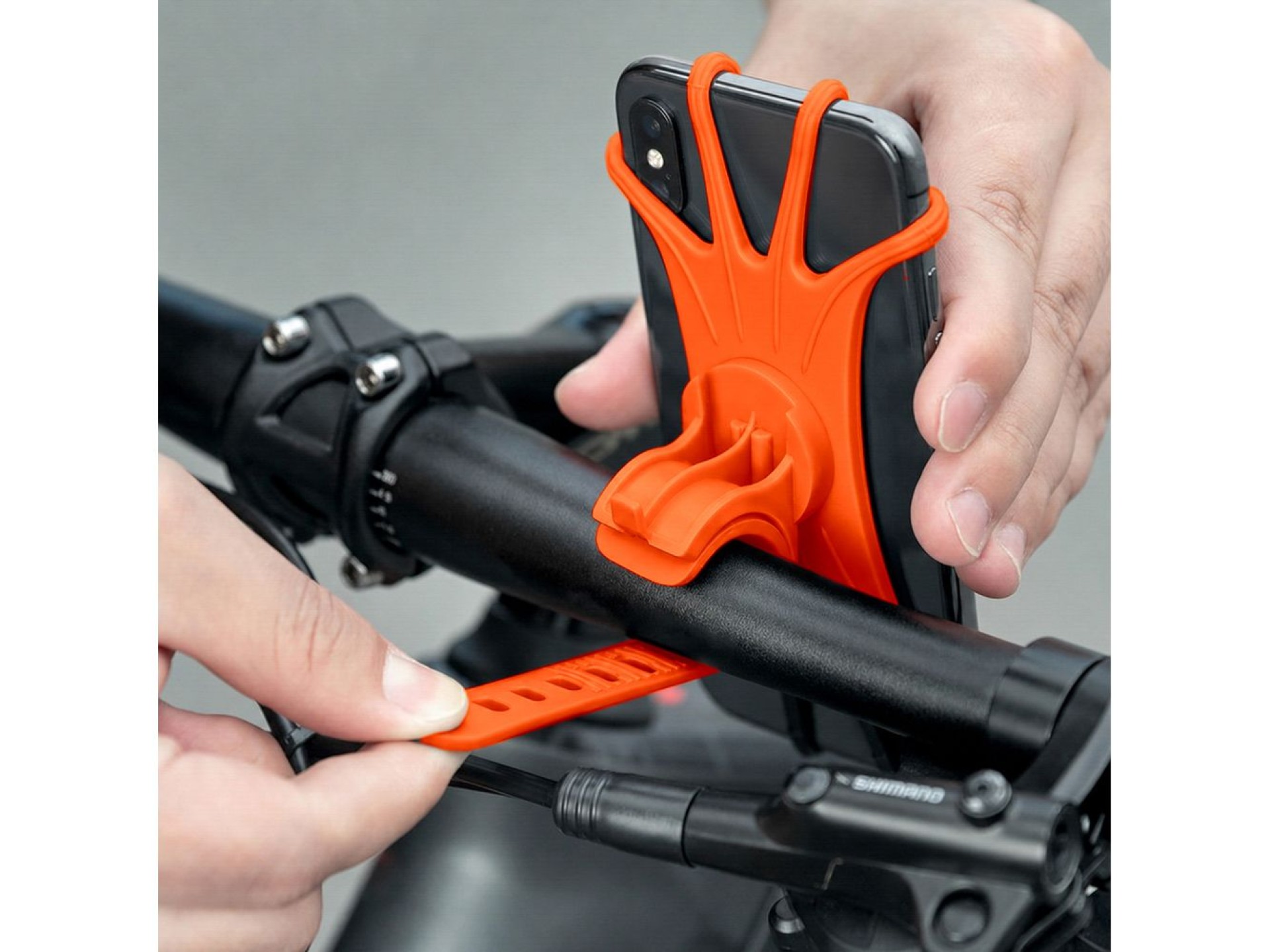 Suporte para celular Rockbros LF436 com fixação no guidão - Laranja