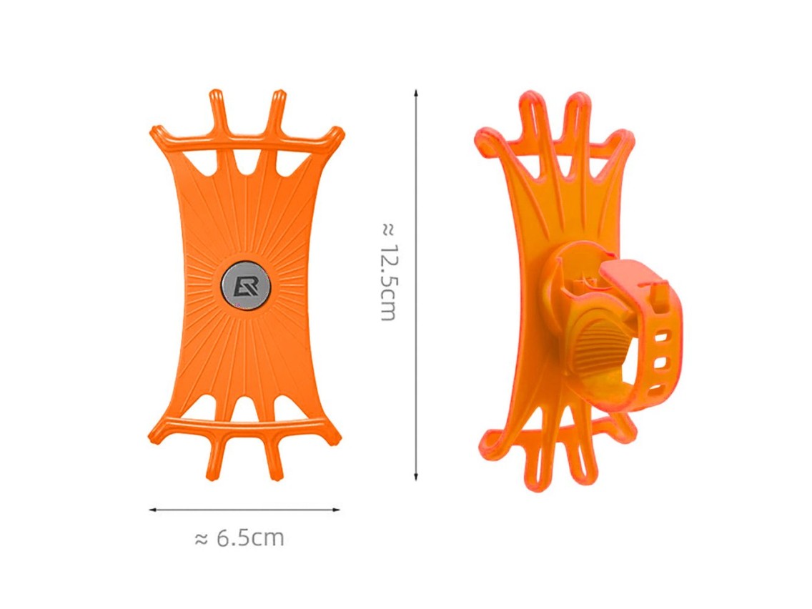 Suporte para celular Rockbros LF436 com fixação no guidão - Laranja