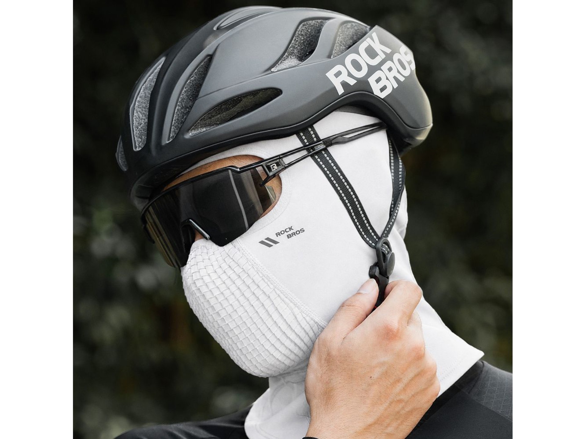 Balaclava de ciclismo em fleece Rockbros LF25699 - branca