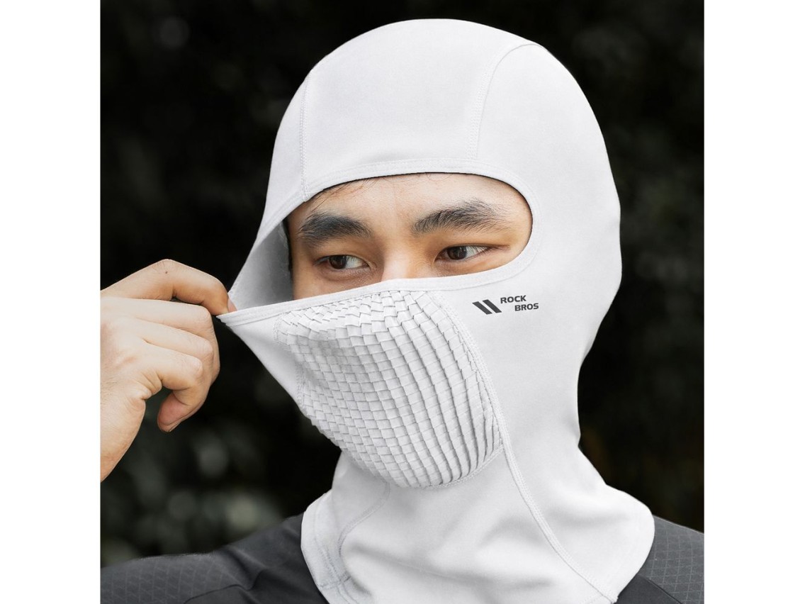 Rockbros LF25699 fleece cycling balaclava - white