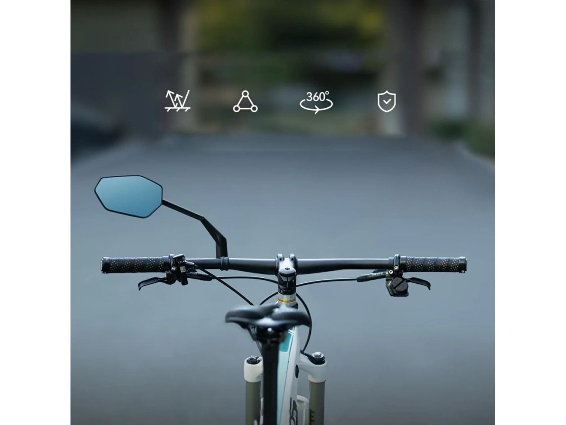Espelho retrovisor para bicicleta Rockbros F-253W com bra�o em fibra de carbono antirreflexo - Esque