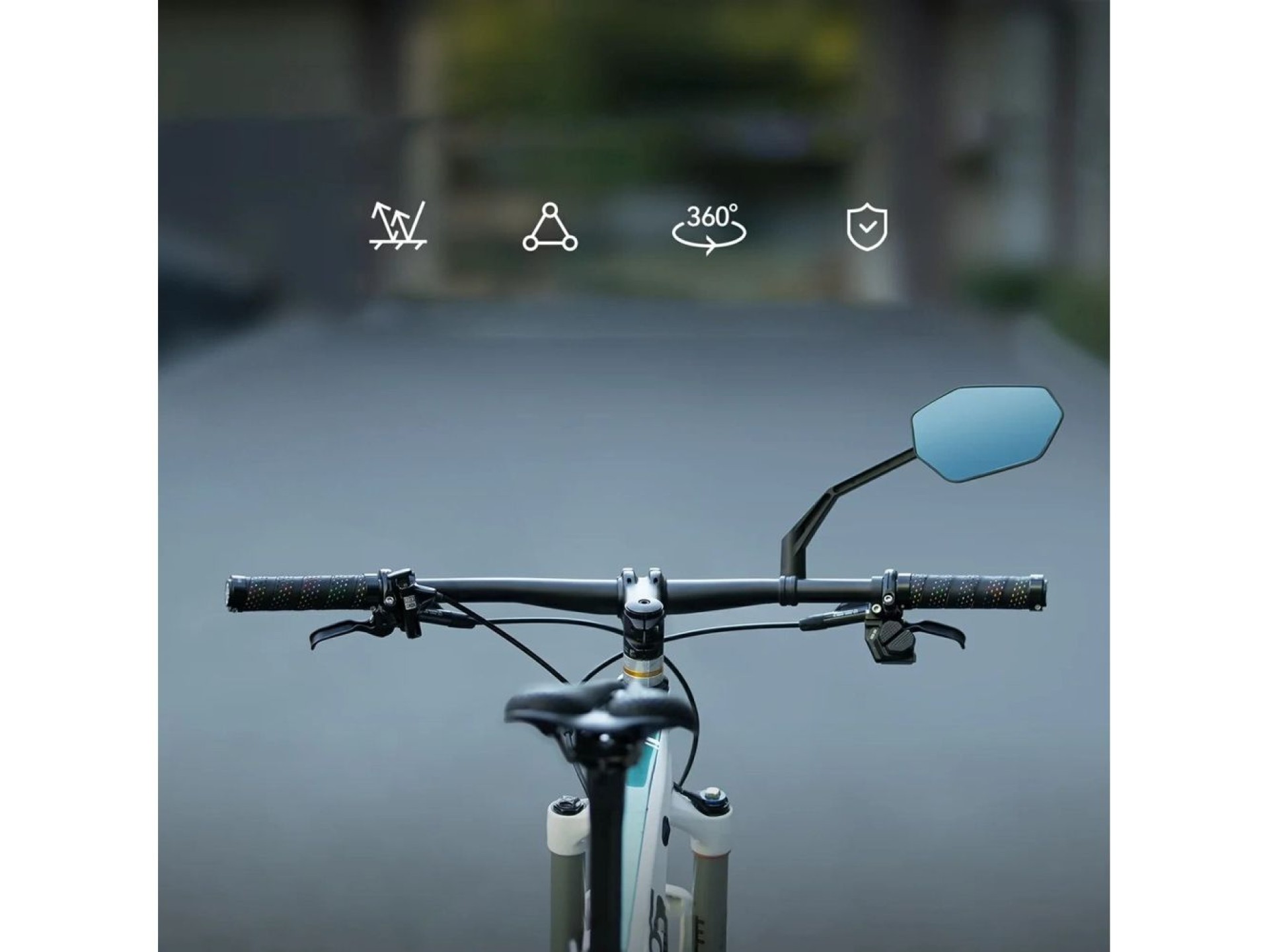Espelho retrovisor para bicicleta Rockbros F-253W com braço em fibra de carbono antirreflexo - Direi