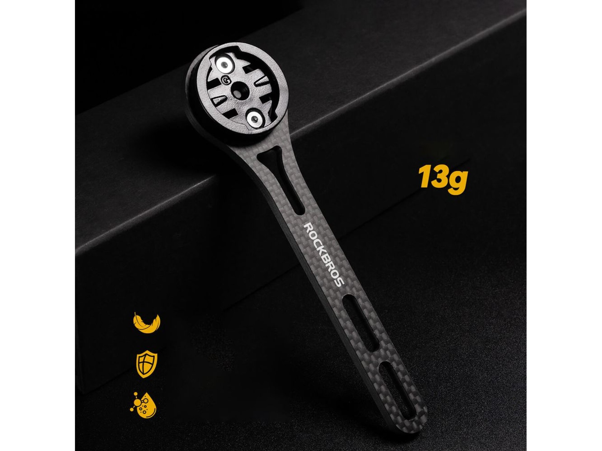Suporte para ciclocomputador Rockbros FK-307W em fibra de carbono - Preto