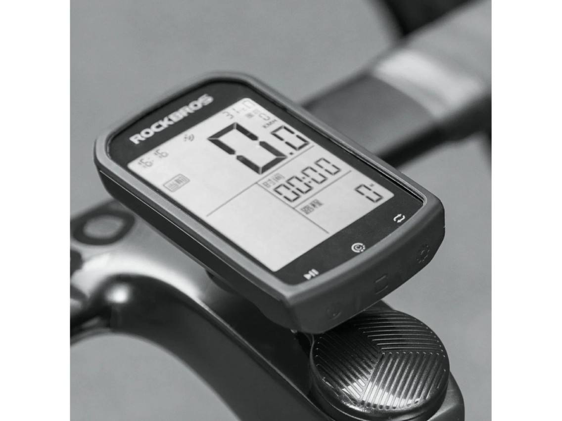 Suporte para ciclocomputador Rockbros WT-2 com espaço para AirTag - Preto