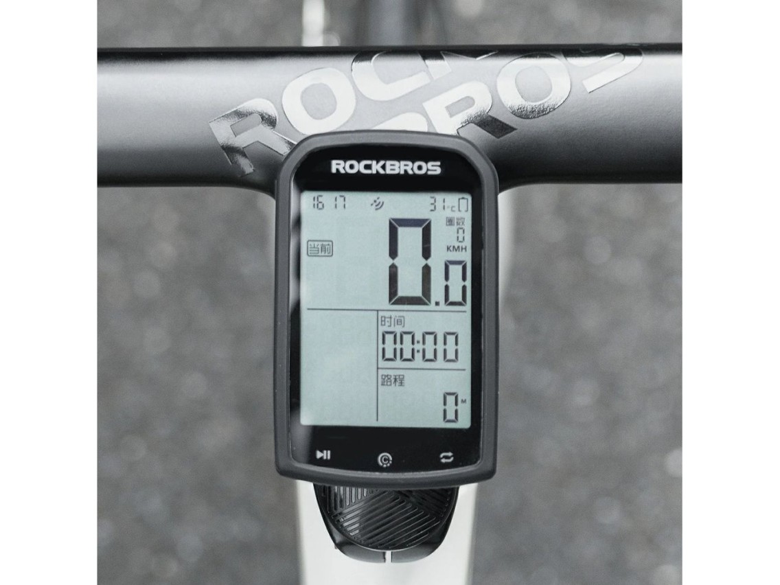 Suporte para ciclocomputador Rockbros WT-2 com espaço para AirTag - Preto