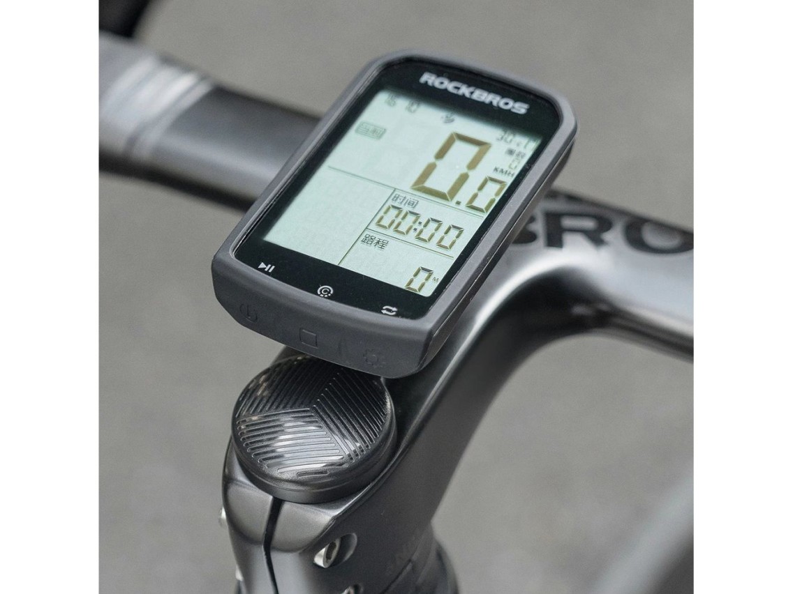 Suporte para ciclocomputador Rockbros WT-2 com espaço para AirTag - Preto