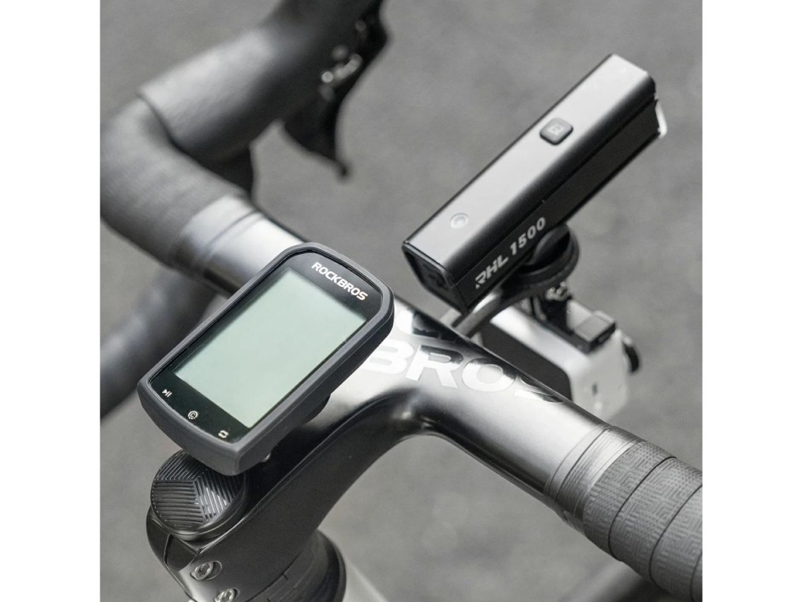 Suporte para ciclocomputador Rockbros WT-2 com espaço para AirTag - Preto