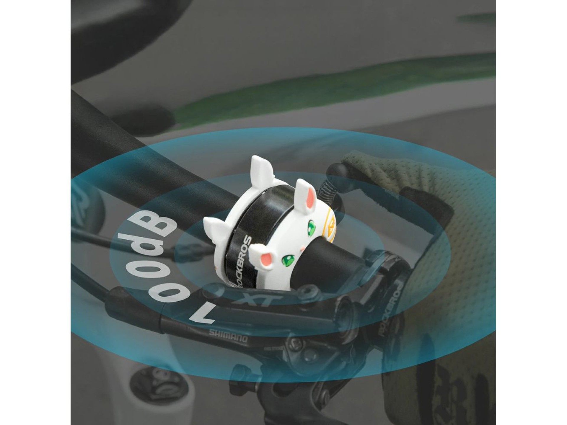Timbre para bicicleta infantil Rockbros 34001100 con diseño de conejo - Blanco