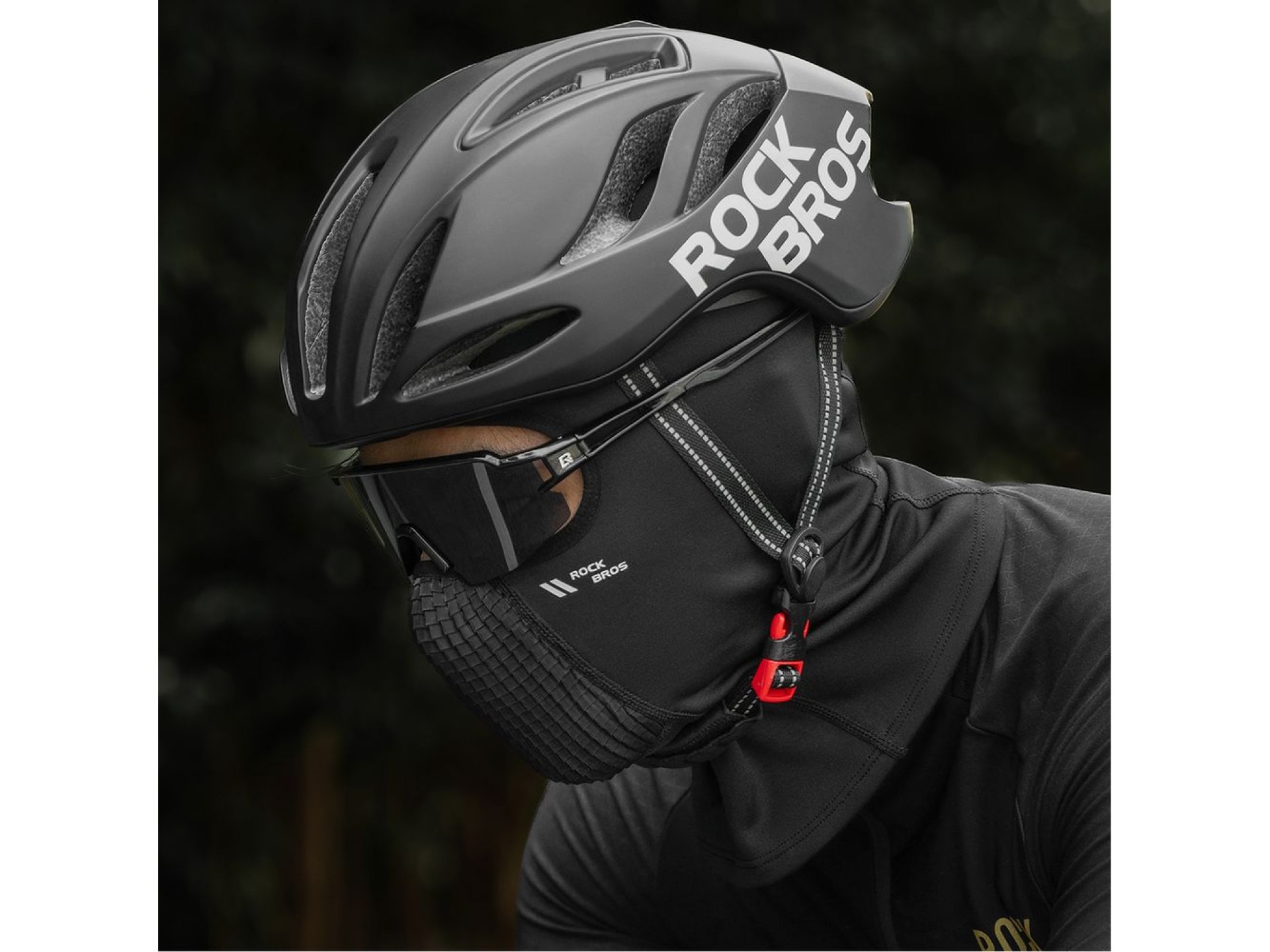 Pasamontañas de ciclismo de forro polar Rockbros LF25699 - Negro
