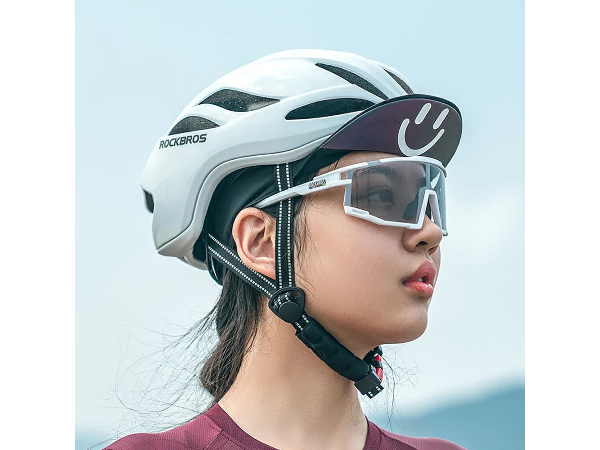 Gafas de ciclismo fotocromáticas Rockbros SP258 ROAD TO SKY - Blancas