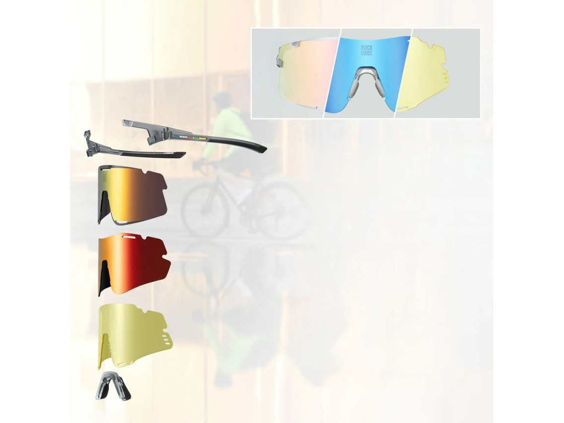 Gafas de ciclismo Rockbros SP338 ROAD TO SKY con lentes intercambiables - Gris