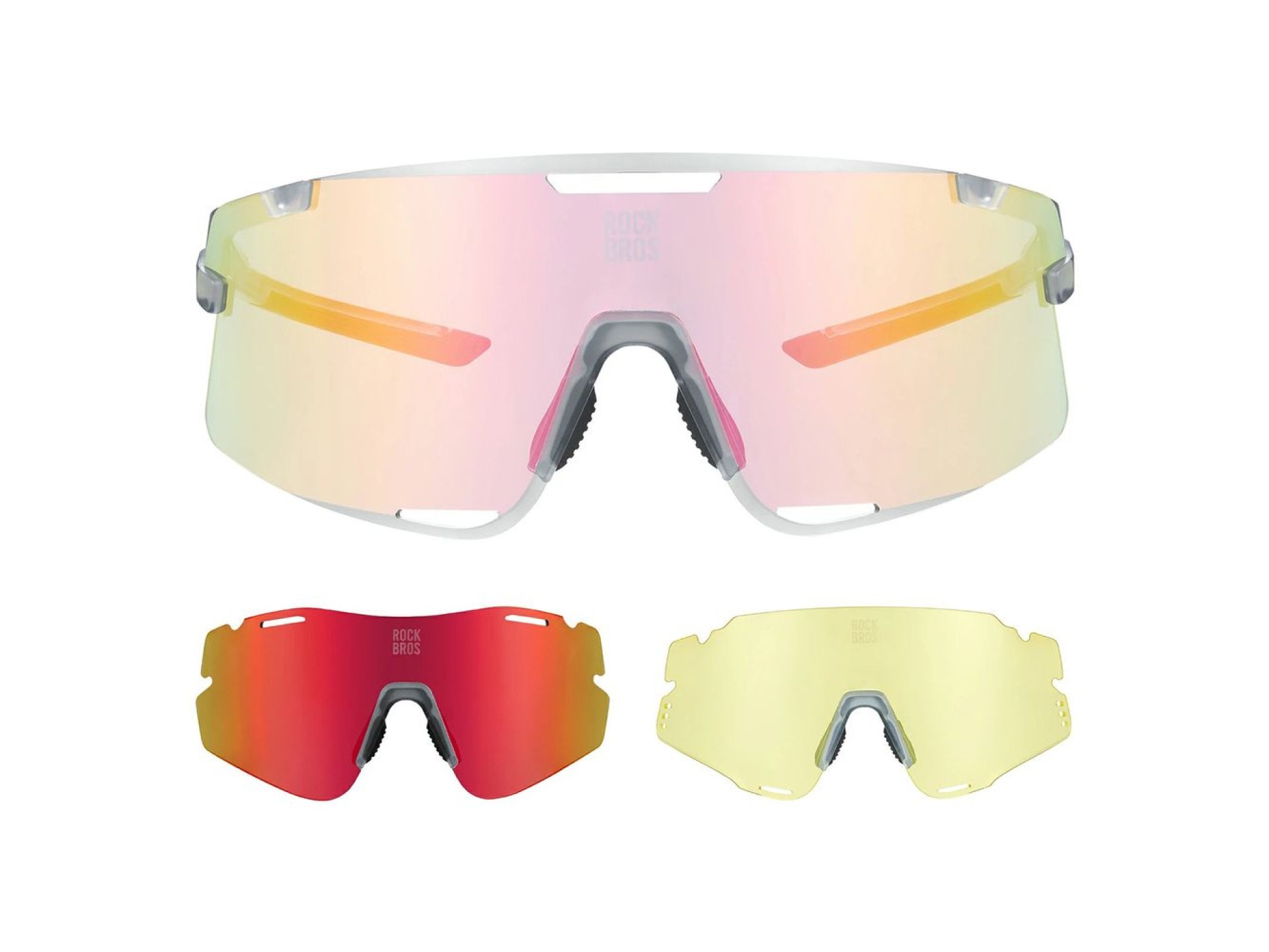Gafas de ciclismo Rockbros SP338 ROAD TO SKY con lentes intercambiables - Gris