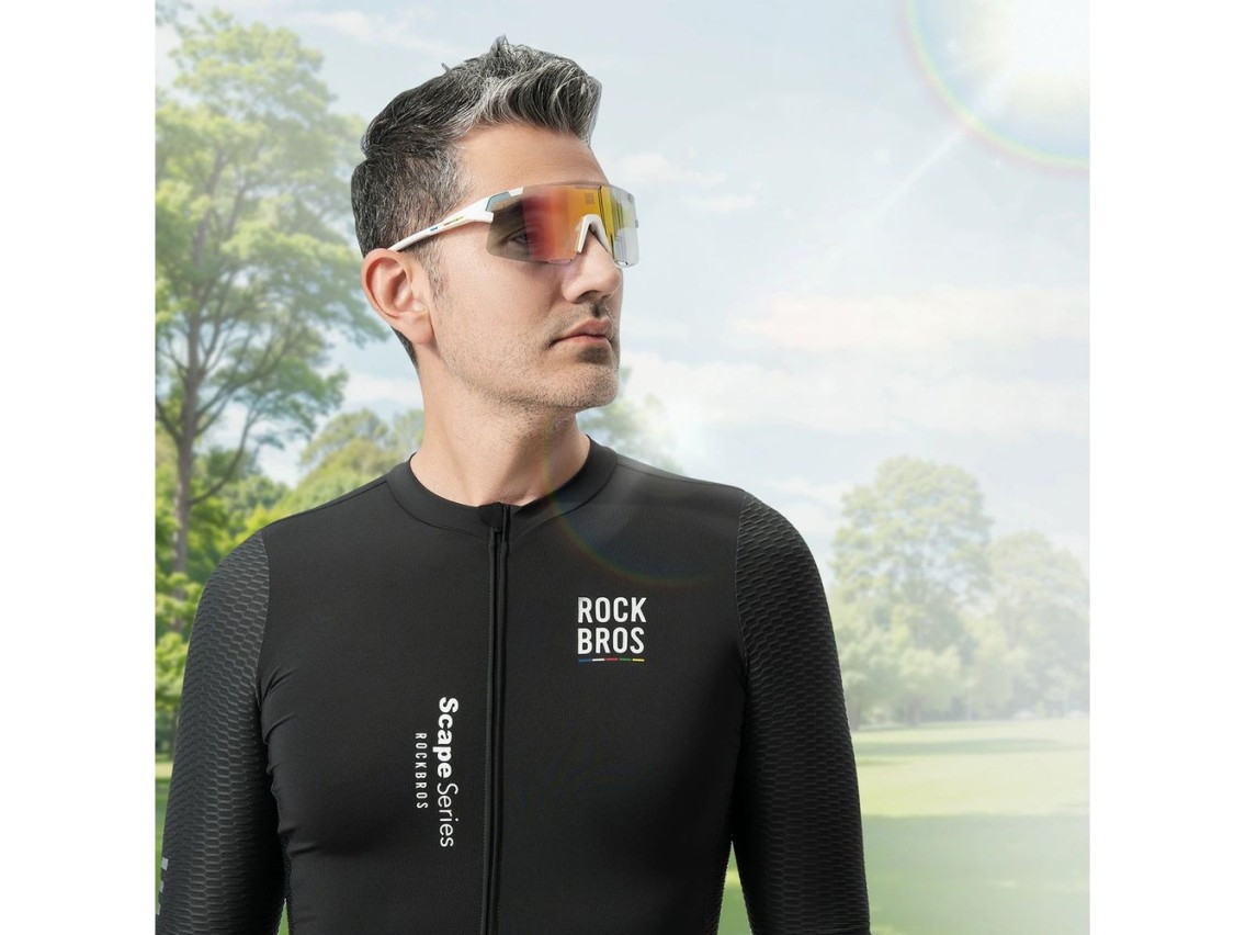 Óculos de ciclismo Rockbros SP338 ROAD TO SKY com lentes intercambiáveis ??- Creme