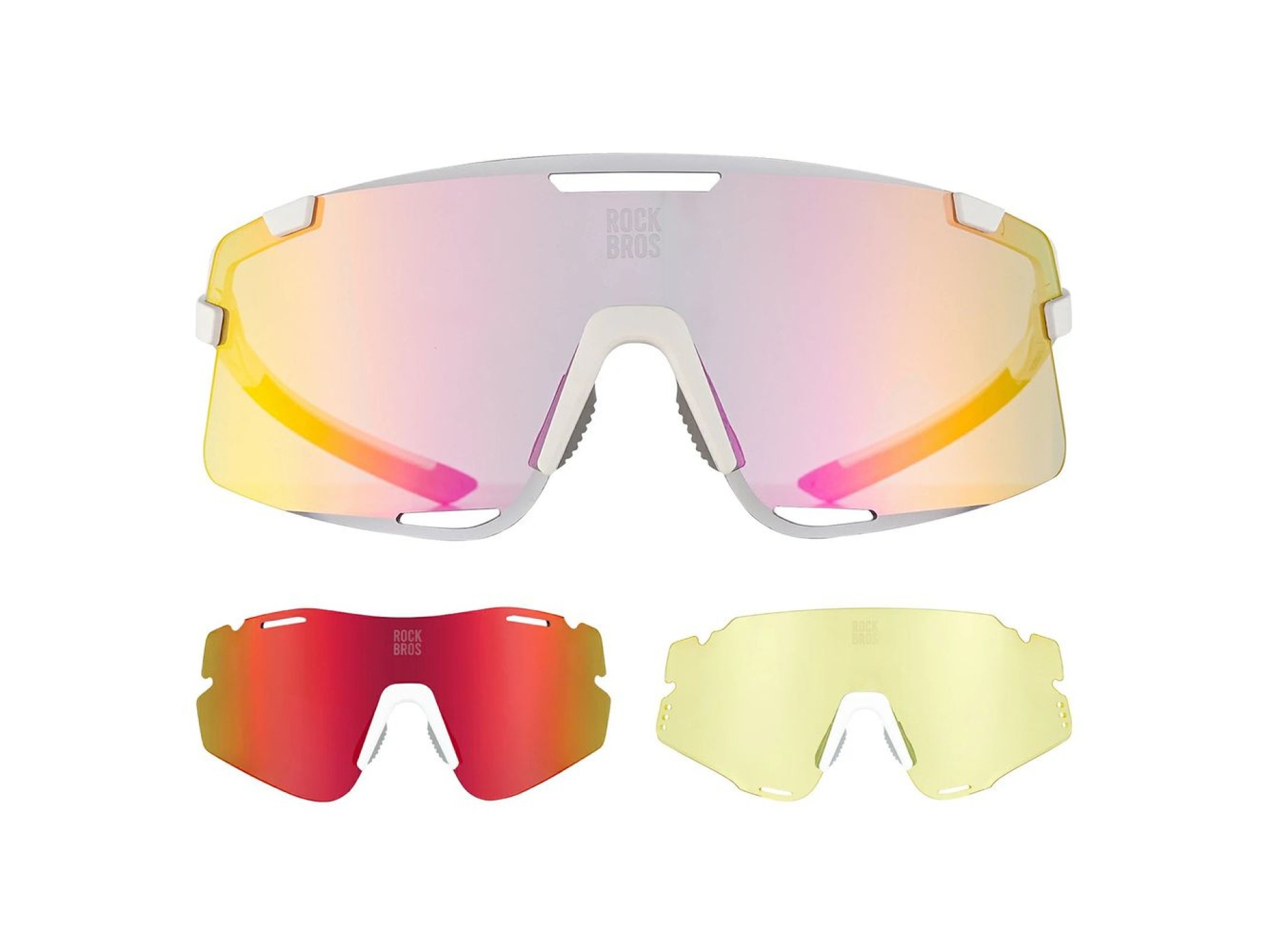 Óculos de ciclismo Rockbros SP338 ROAD TO SKY com lentes intercambiáveis ??- Creme