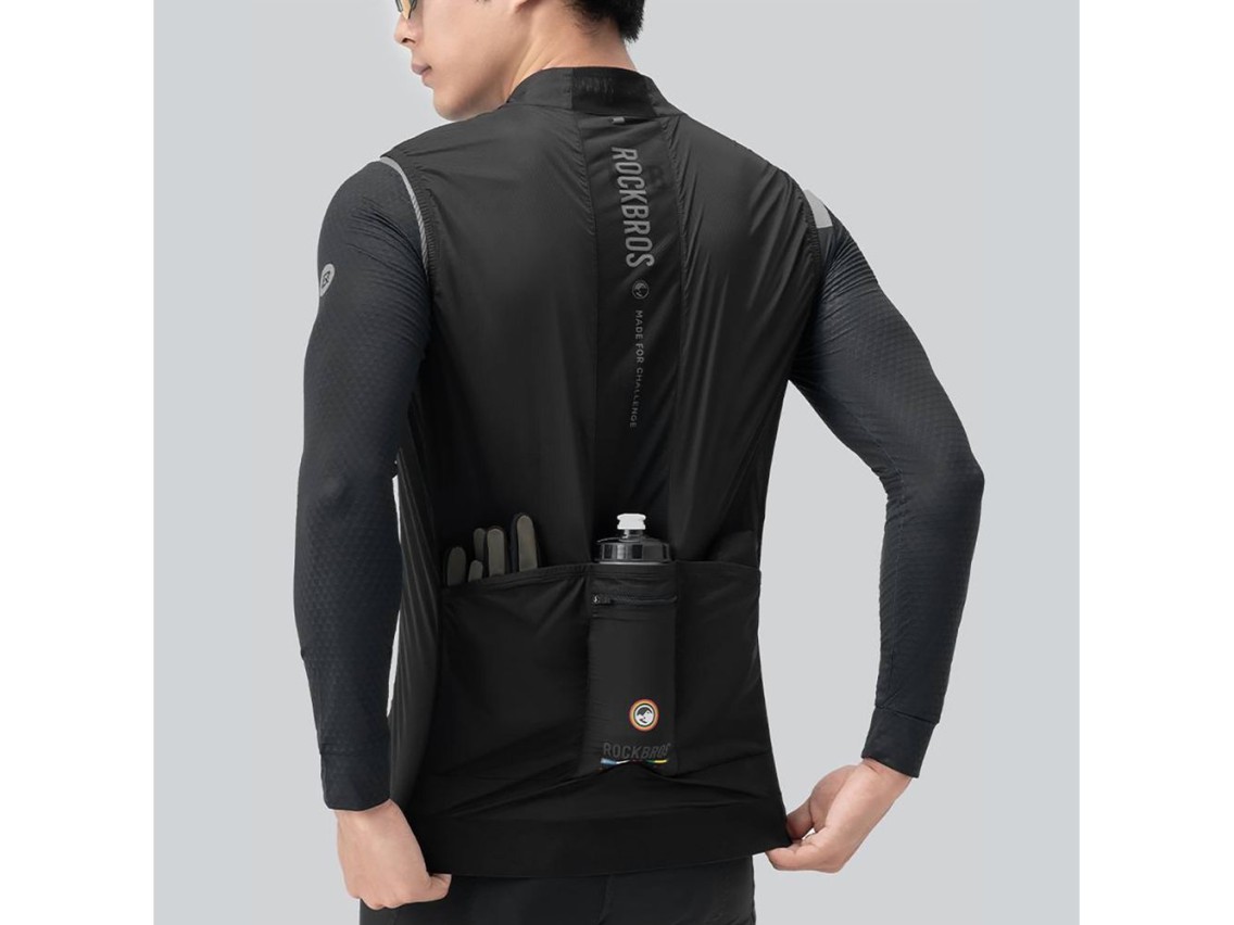 Chaleco de ciclismo ligero y transpirable Rockbros TLMJ003-01 ROAD TO SKY para hombre, talla M - neg