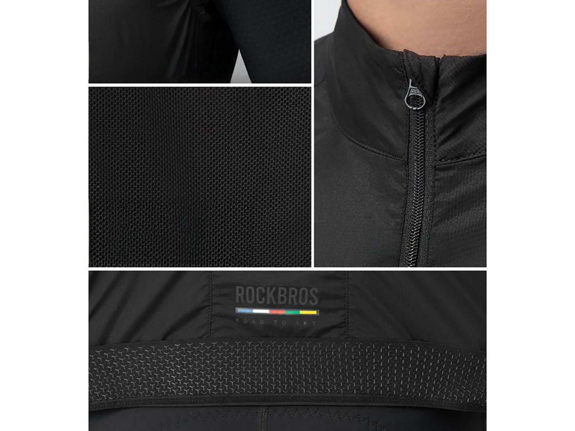 Chaleco de ciclismo ligero y transpirable Rockbros TLMJ003-01 ROAD TO SKY para hombre, talla M - neg