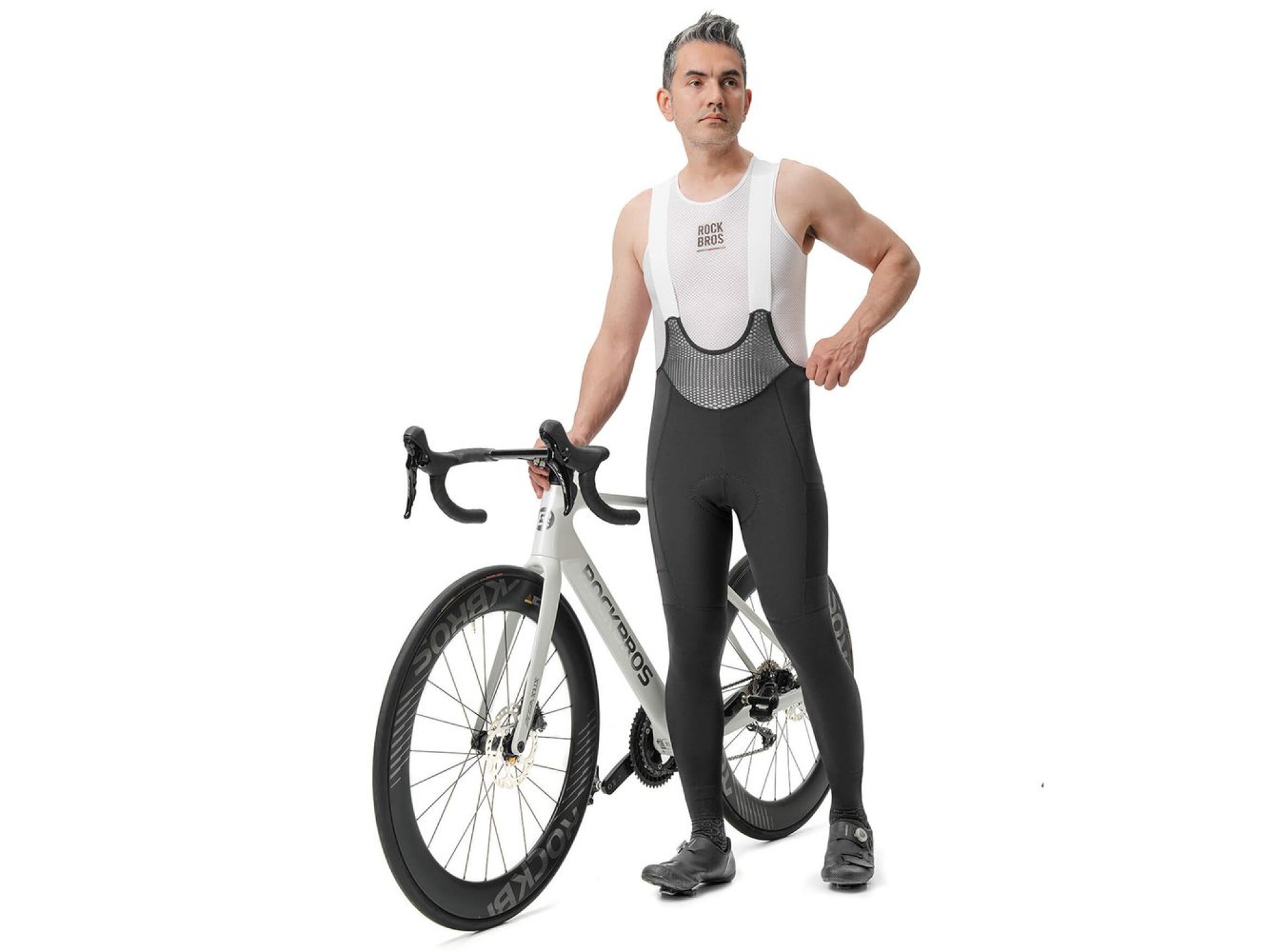 Pantalones de ciclismo Rockbros TLCK001-1 ROAD TO SKY para hombre con almohadilla, talla S - Negro