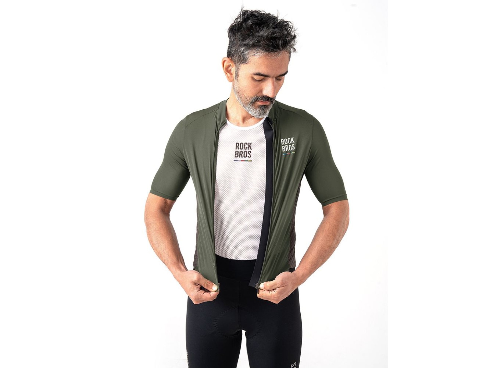 Camisa de ciclismo masculina Rockbros 15220004002 ROAD TO SKY, manga curta, tamanho P - verde